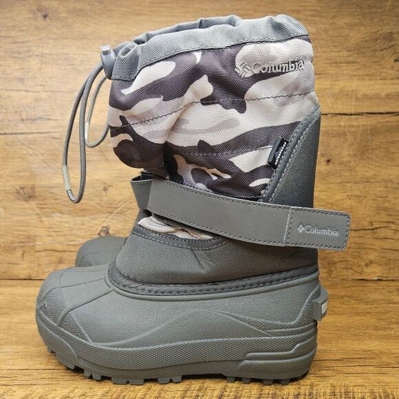 Columbia Powderbug Plus II Waterproof Outdoor Snow boots camo size 1 boys - Picture 1 of 13